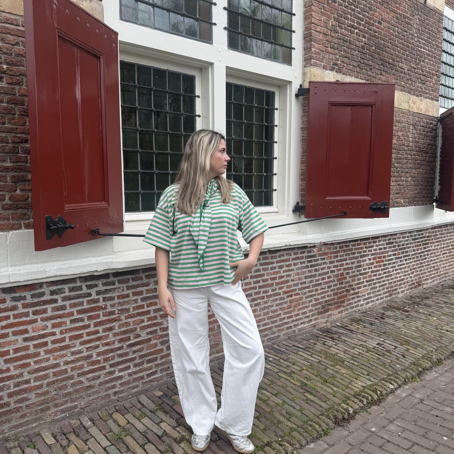 Juul top groen/roze