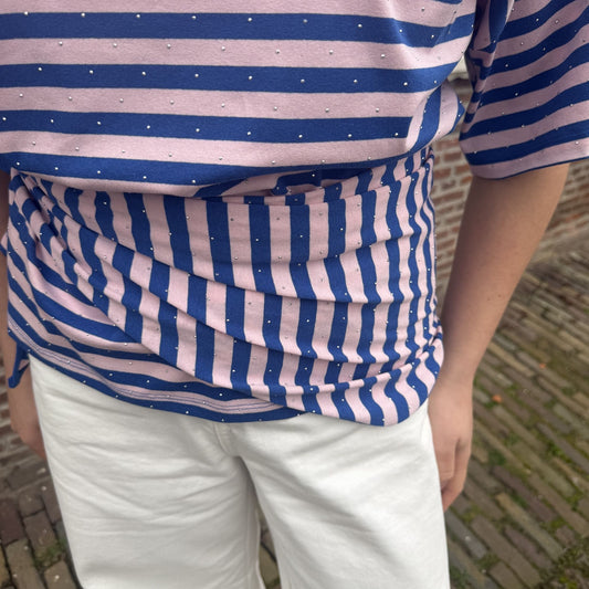 Juul top blauw/roze