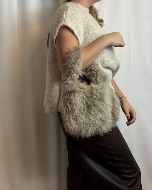 Eefje | Fluffy tas klein | Taupe