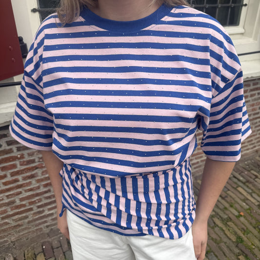 Juul top blauw/roze