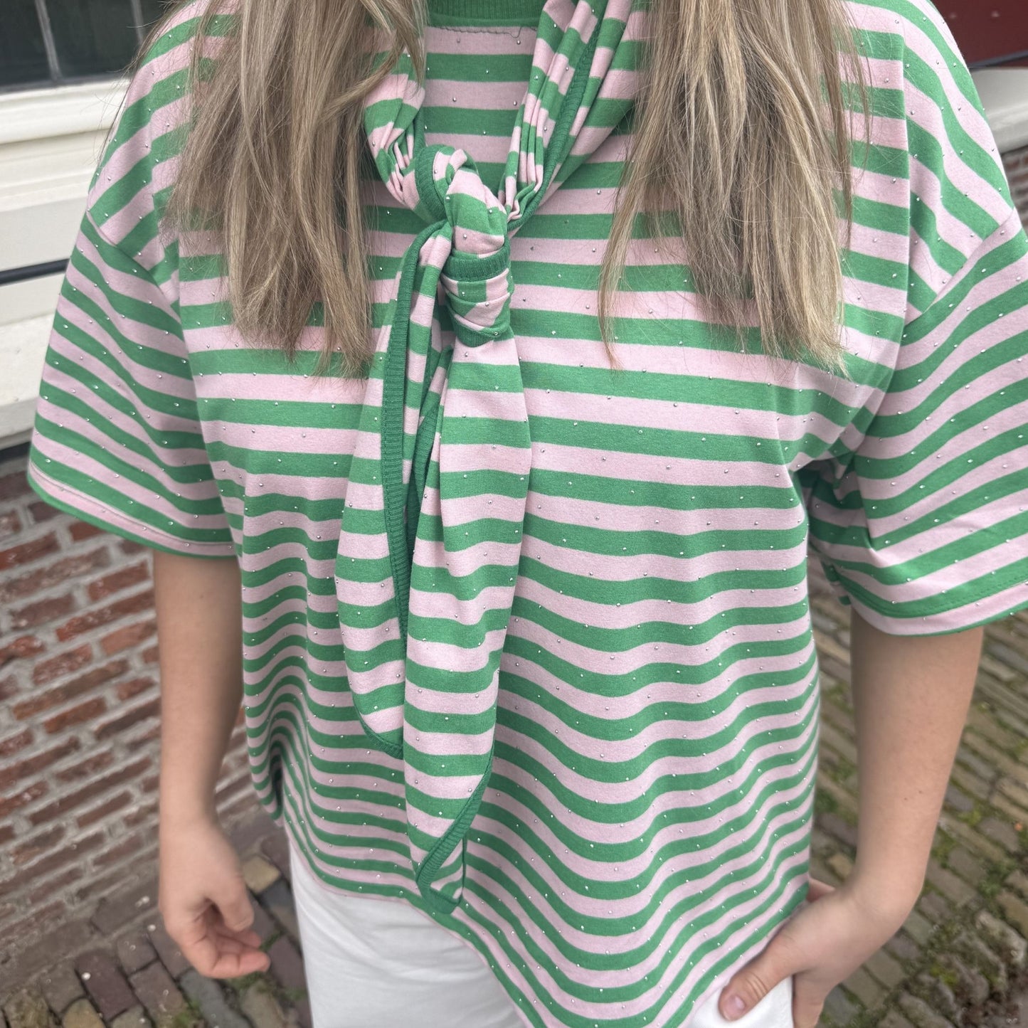 Juul top groen/roze