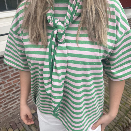 Juul top groen/roze