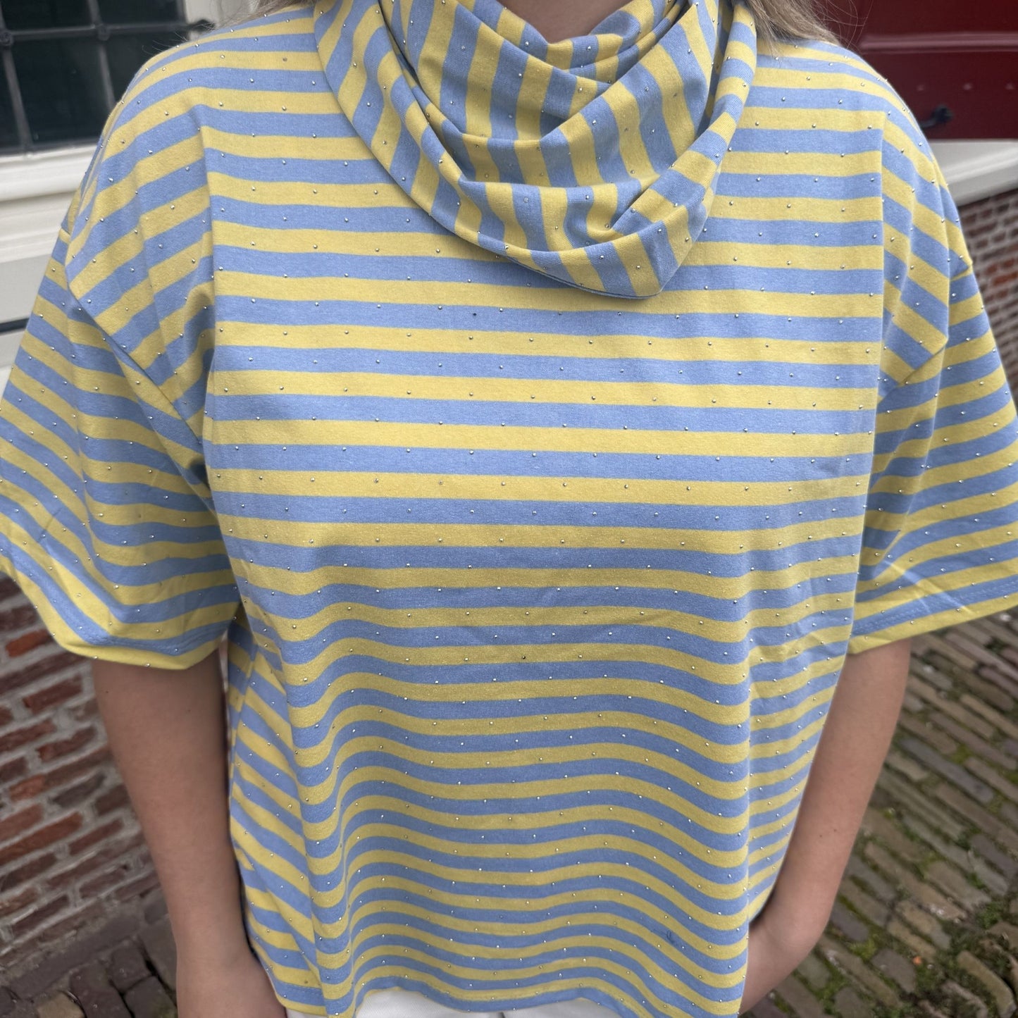 Juul top geel/blauw