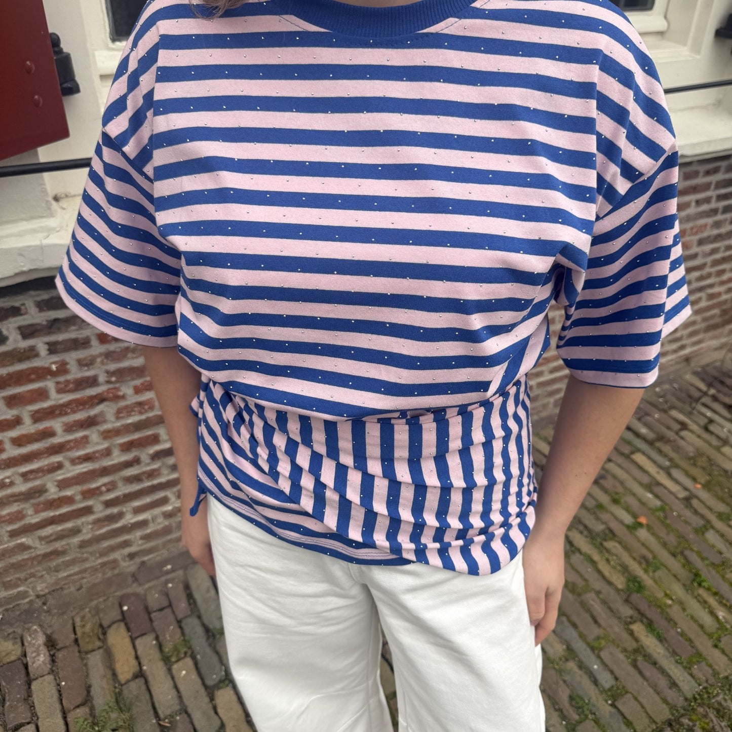 Juul top blauw/roze