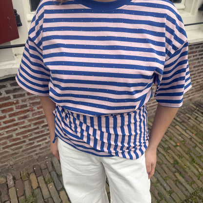 Juul top blauw/roze