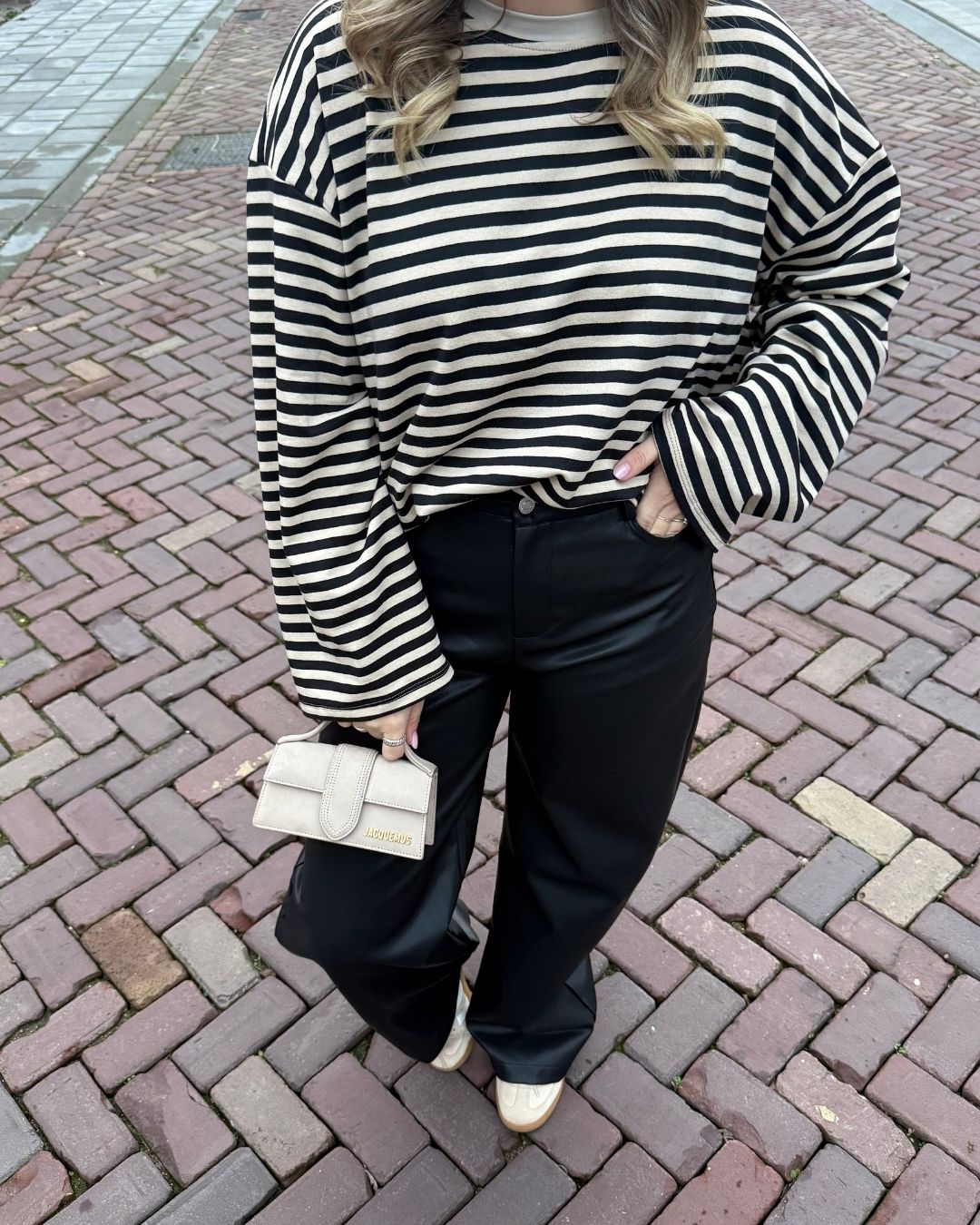 Olivia leren broek zwart