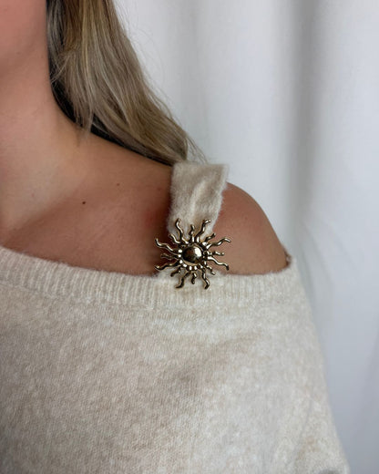 Ella off shoulder trui beige