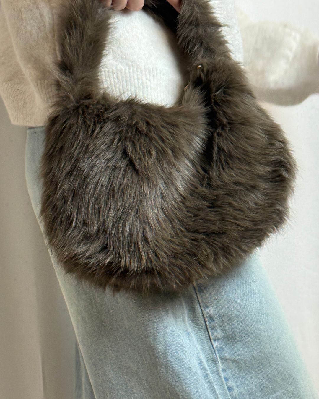 Eefje fluffy tas bruin