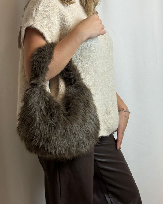 Eefje fluffy tas bruin