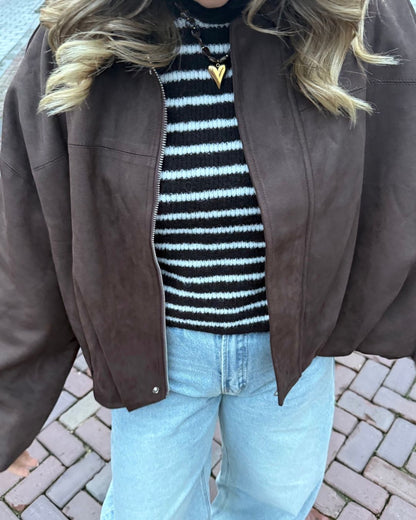 Julia gilet bruin/wit