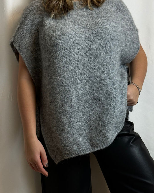 Mila tie me top grijs