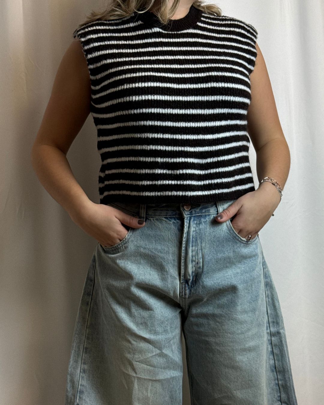 Julia gilet bruin/wit