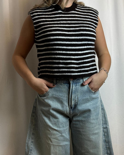 Julia gilet bruin/wit