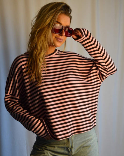 Nova streeptop roze/bruin