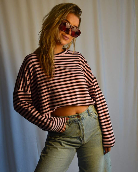 Nova streeptop roze/bruin