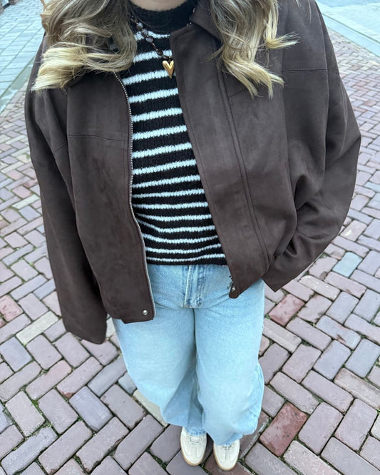 Lotte suède bomber bruin