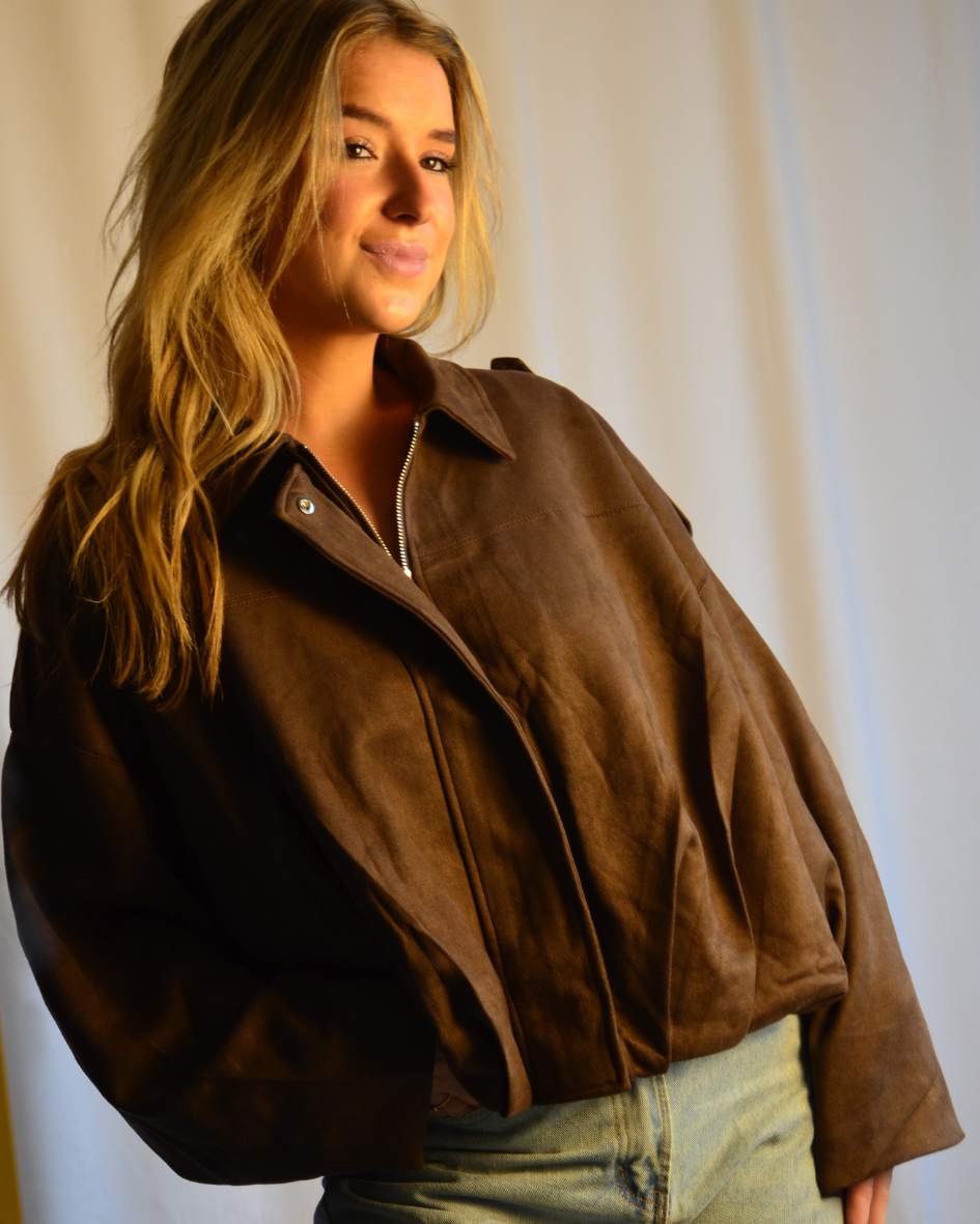 Lotte suède bomber bruin