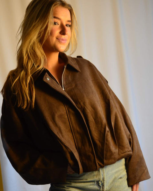 Lotte suède bomber bruin